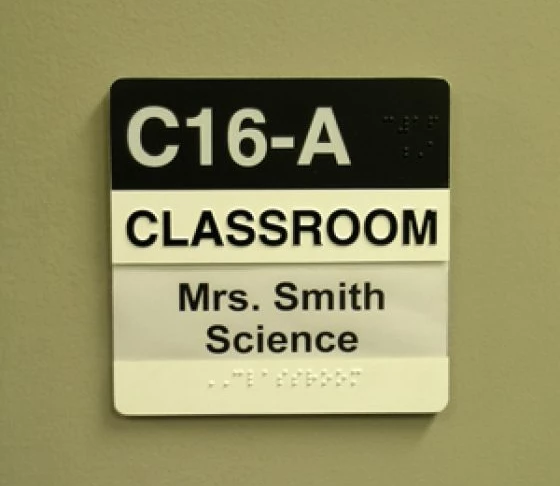 ADA and Wayfinding custom classroom sign