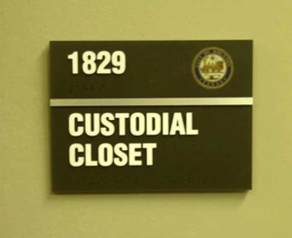 ADA and Wayfinding custom costodial closet sign