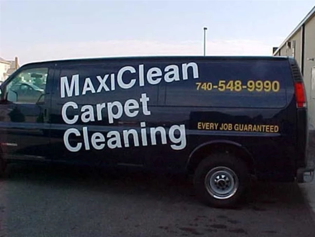 Graphic advertisement created for the MaxiClean Carpet Cleaning van